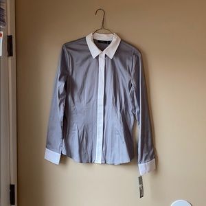 💫SOLD💫APT. 9 NWT Grey and White Button Up